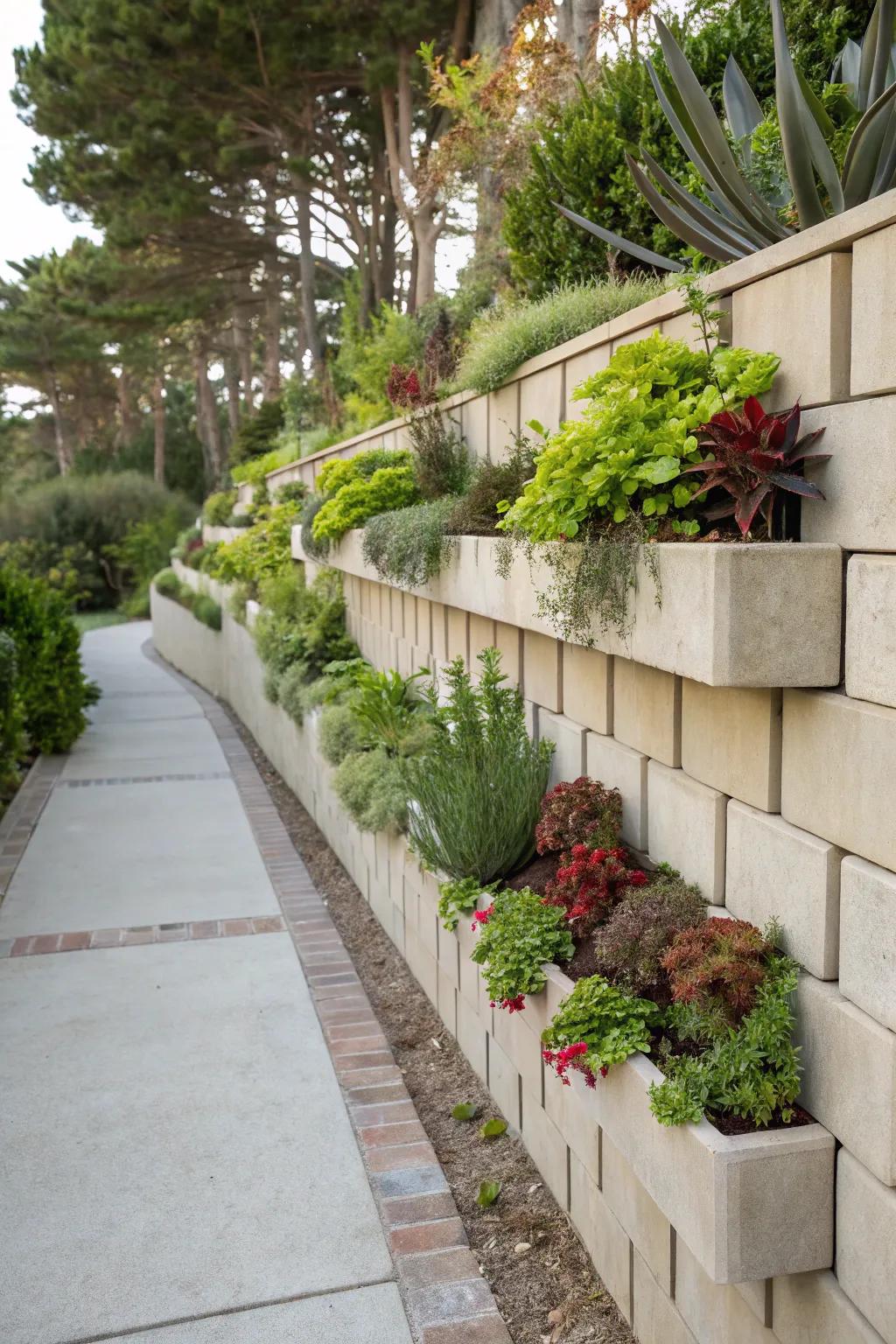 Growing tops merge greenery with structural blueprint.