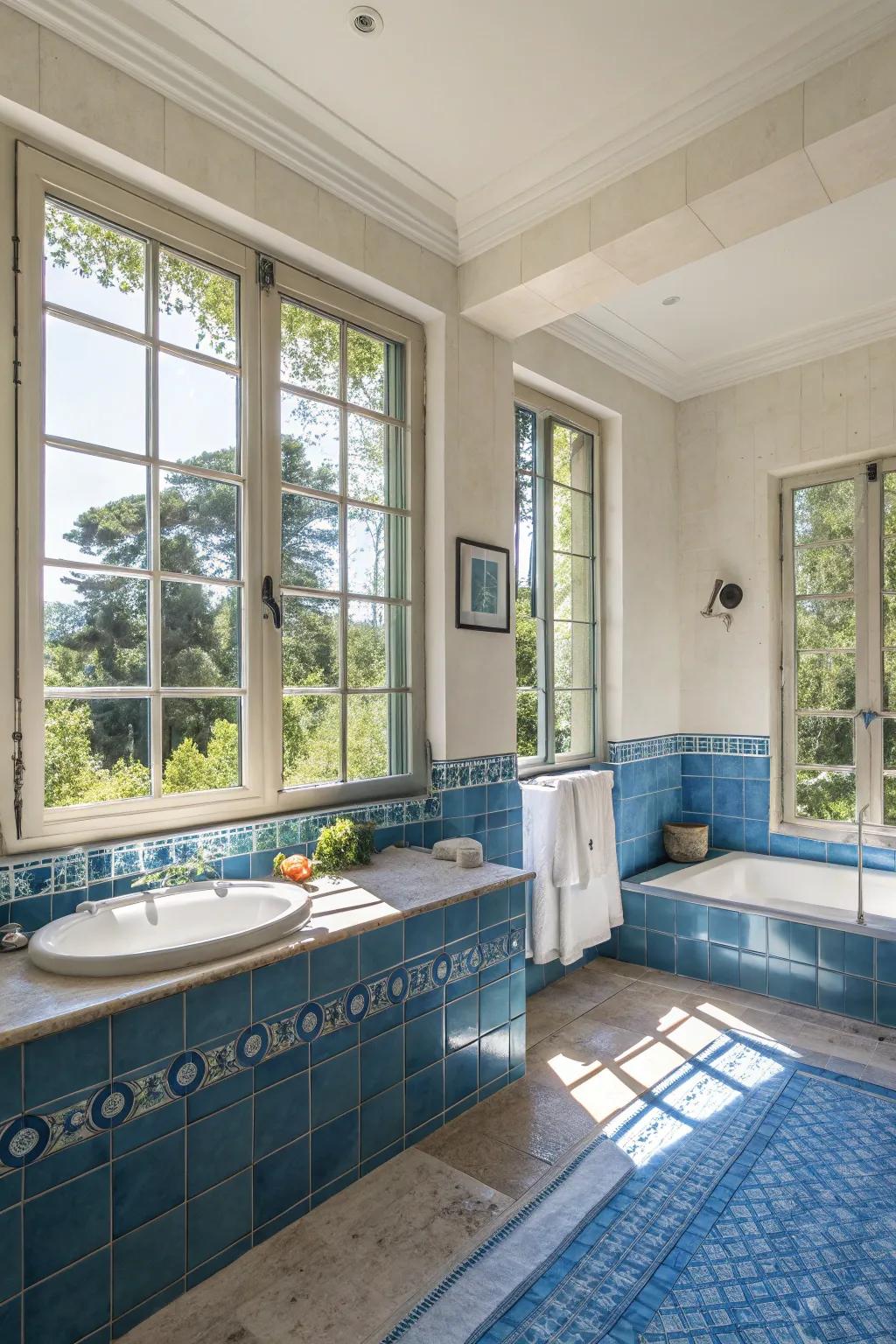 Natural light that enhances the retro blue ambiance.