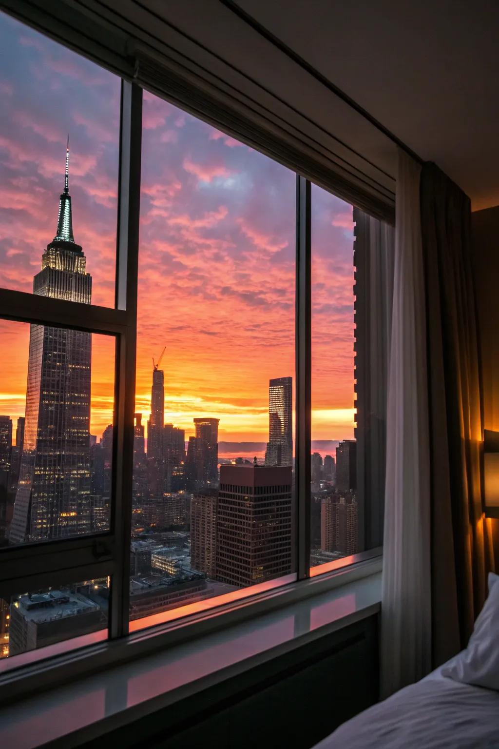 A magnificent view enhances the romantic mood.