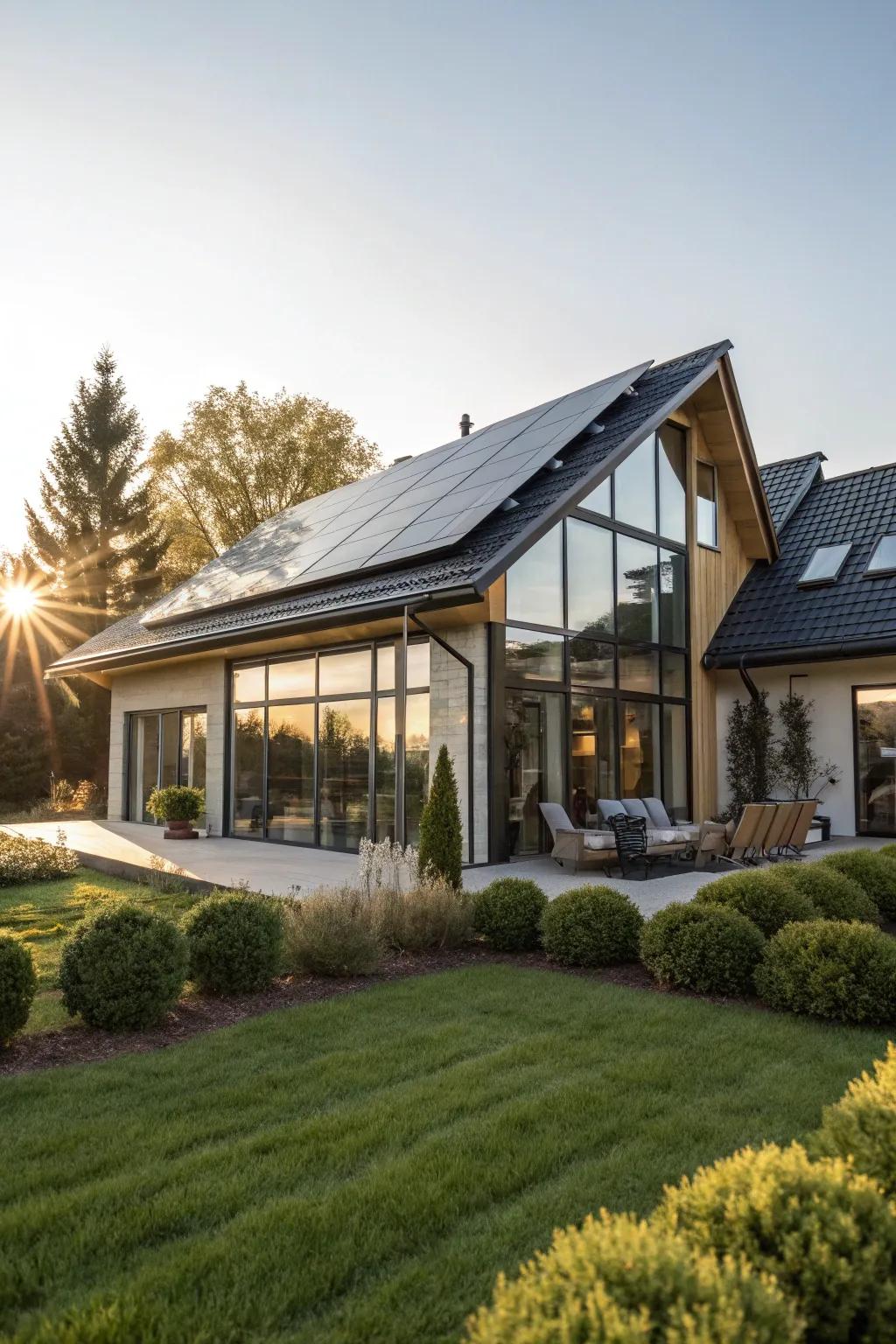 Solar tiles integrate energy efficiency with modern design.