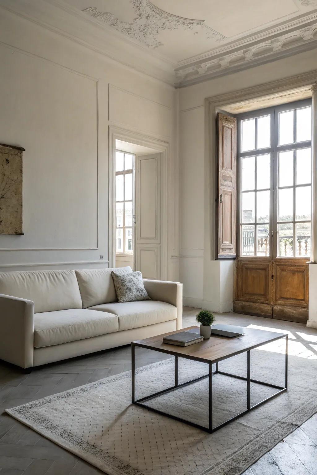 Simple furniture keeps the room spacious and clutter-free.