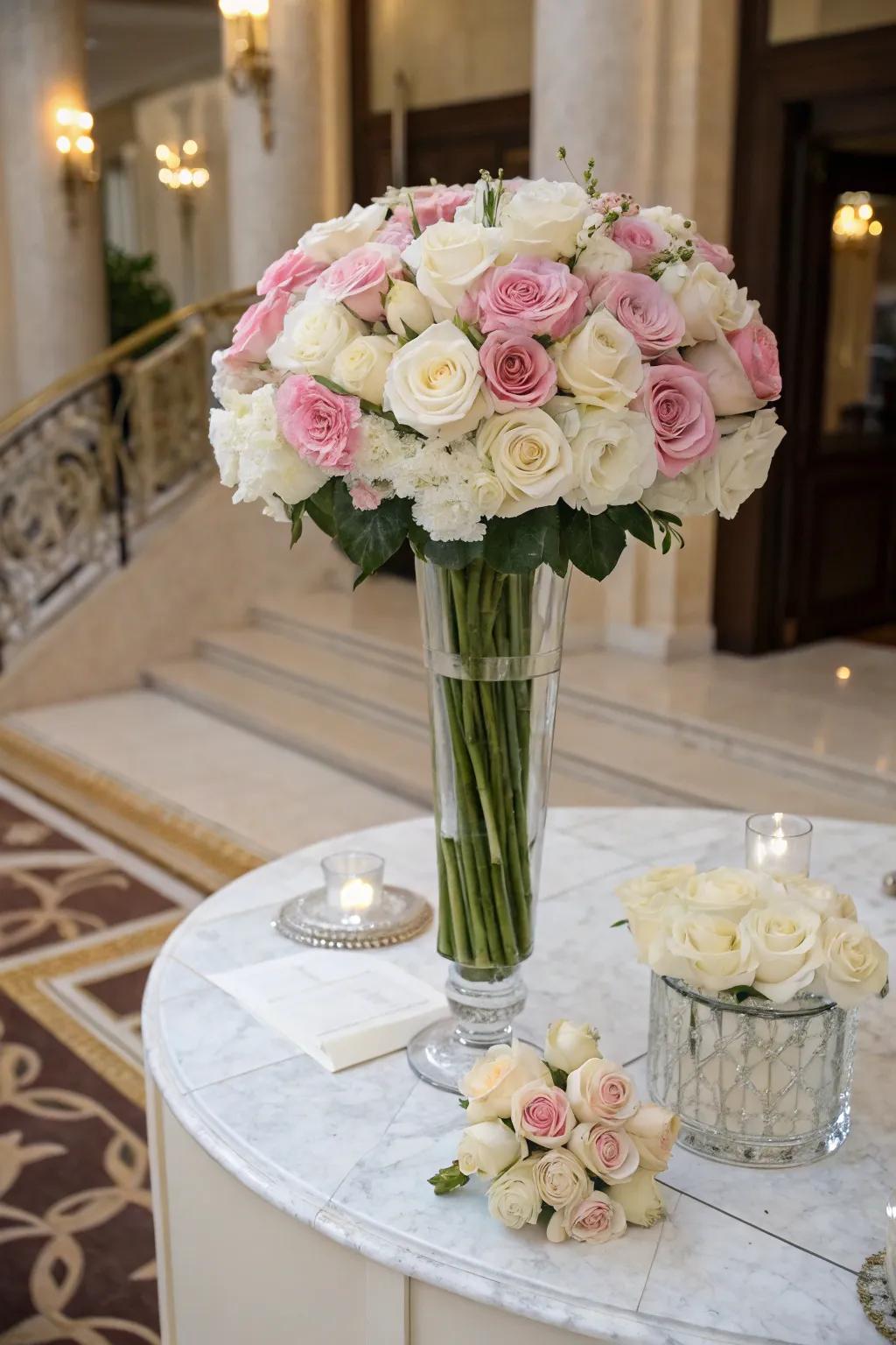 Sophisticated Height with Towering Rose Arrangements