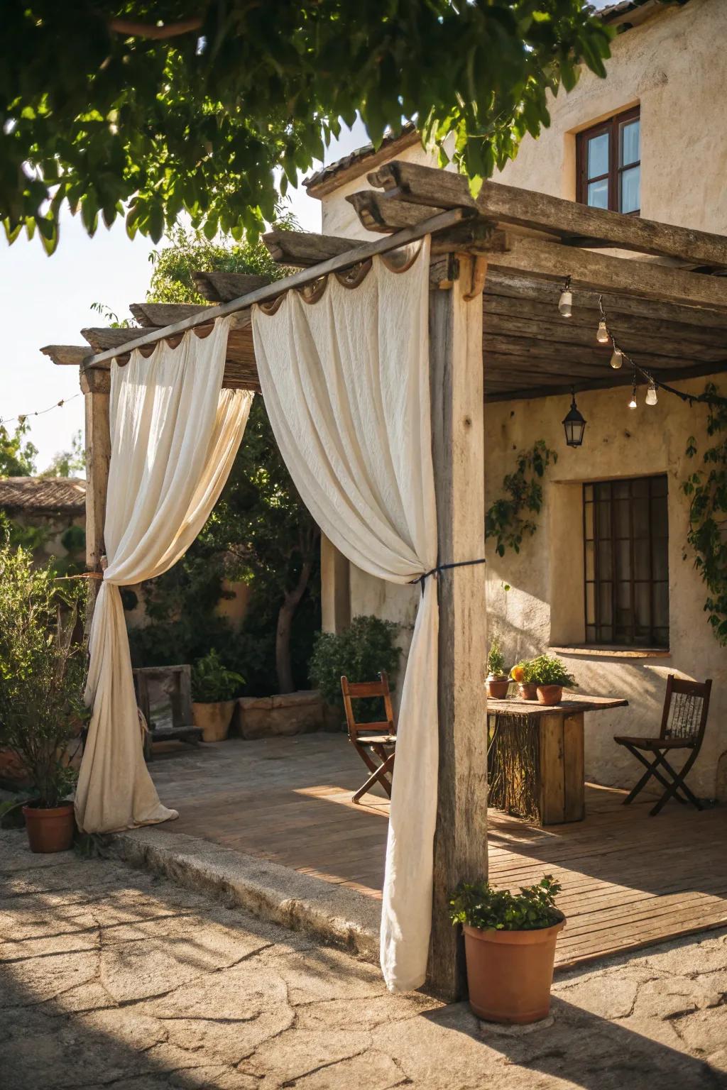 DIY drapes bring a personal, countryside touch.