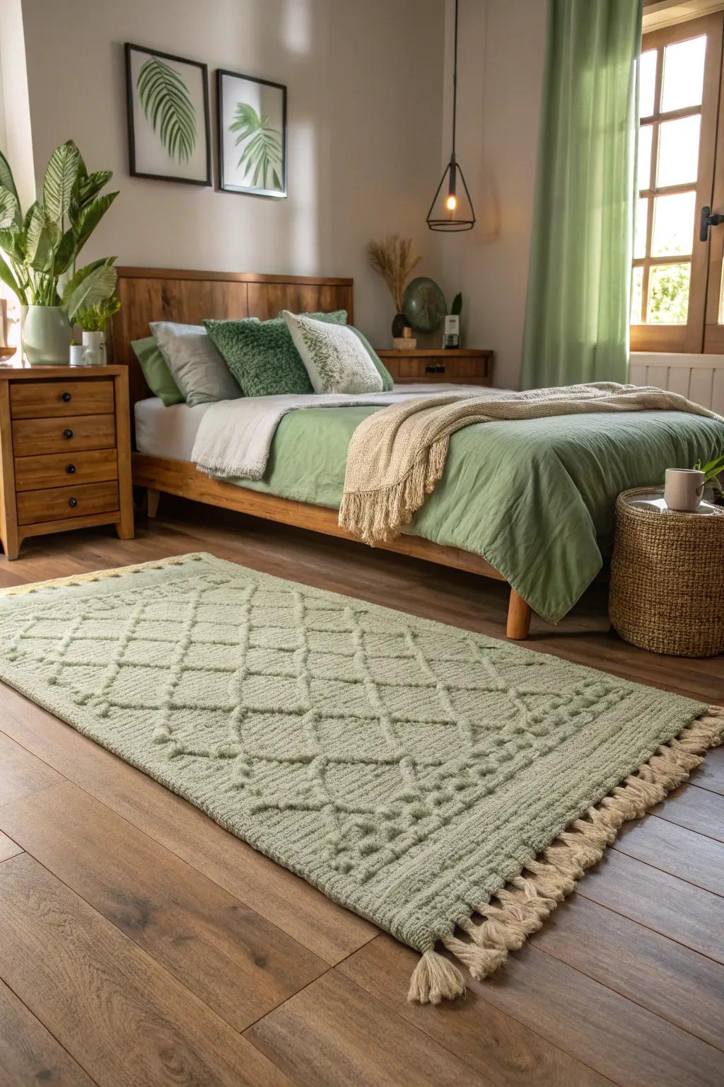 Textured rugs add warmth and underfoot comfort.