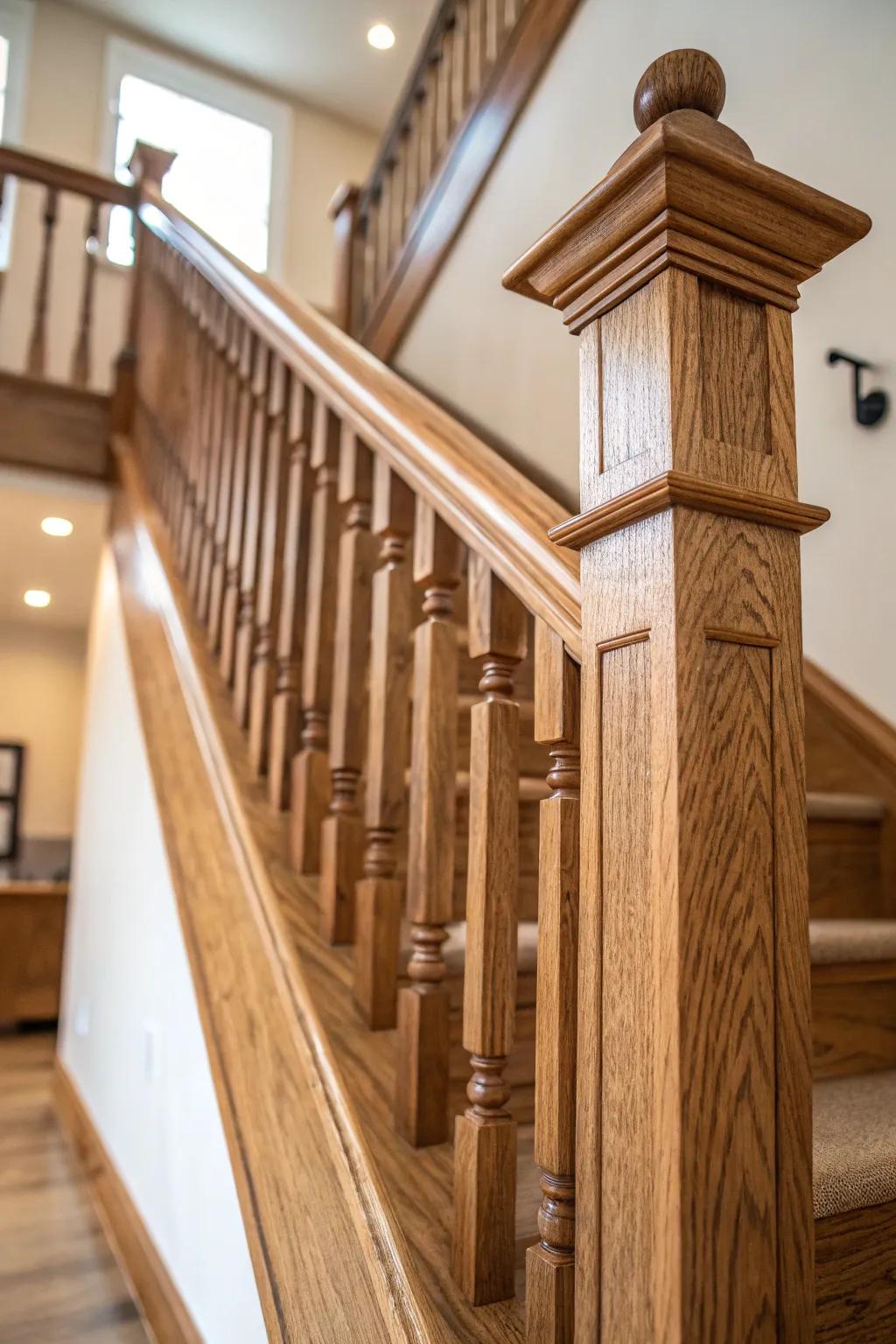 A staircase showcasing the inherent beauty of timber through its raw finish.