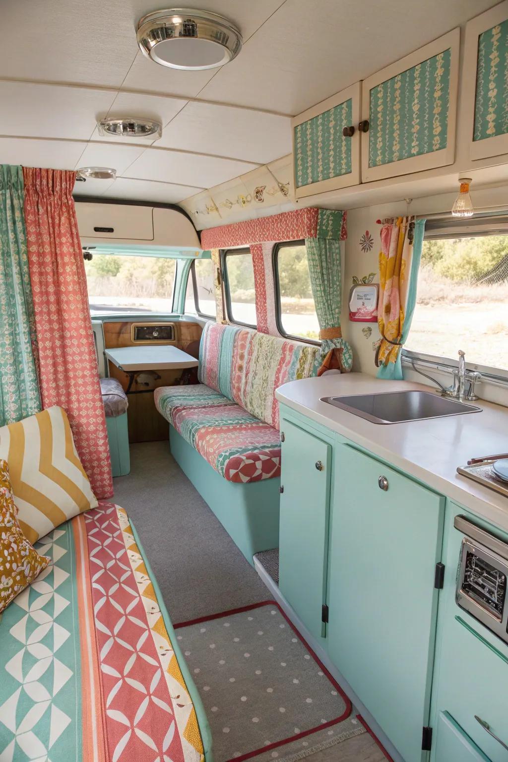 Vintage vibrations infuse a nostalgic allure to this RV.