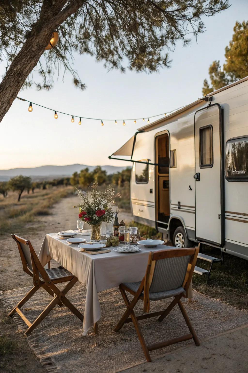 An outdoor eating space makes meals more pleasant.