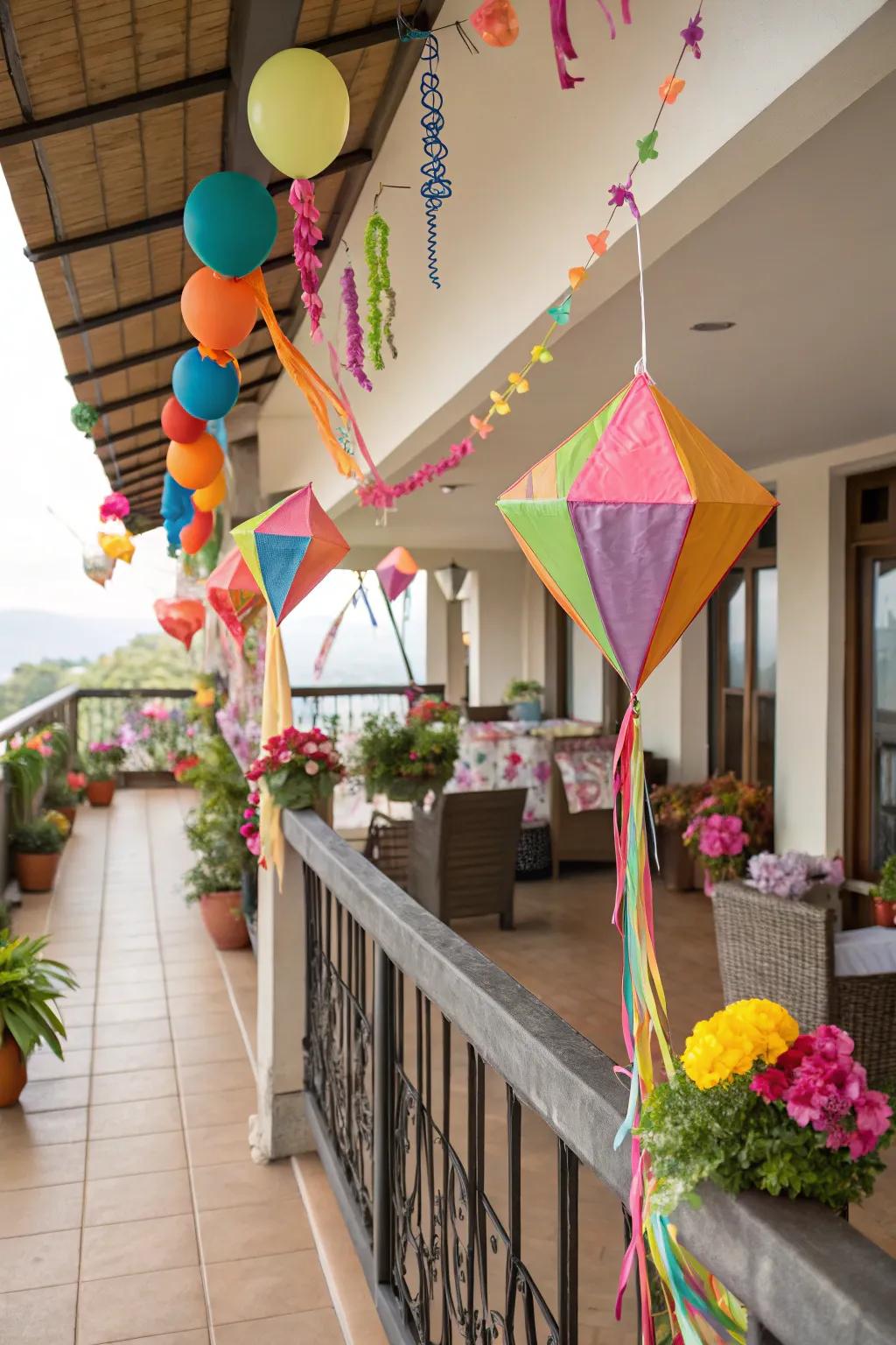 A decorated patio prepared for celebratory gatherings.