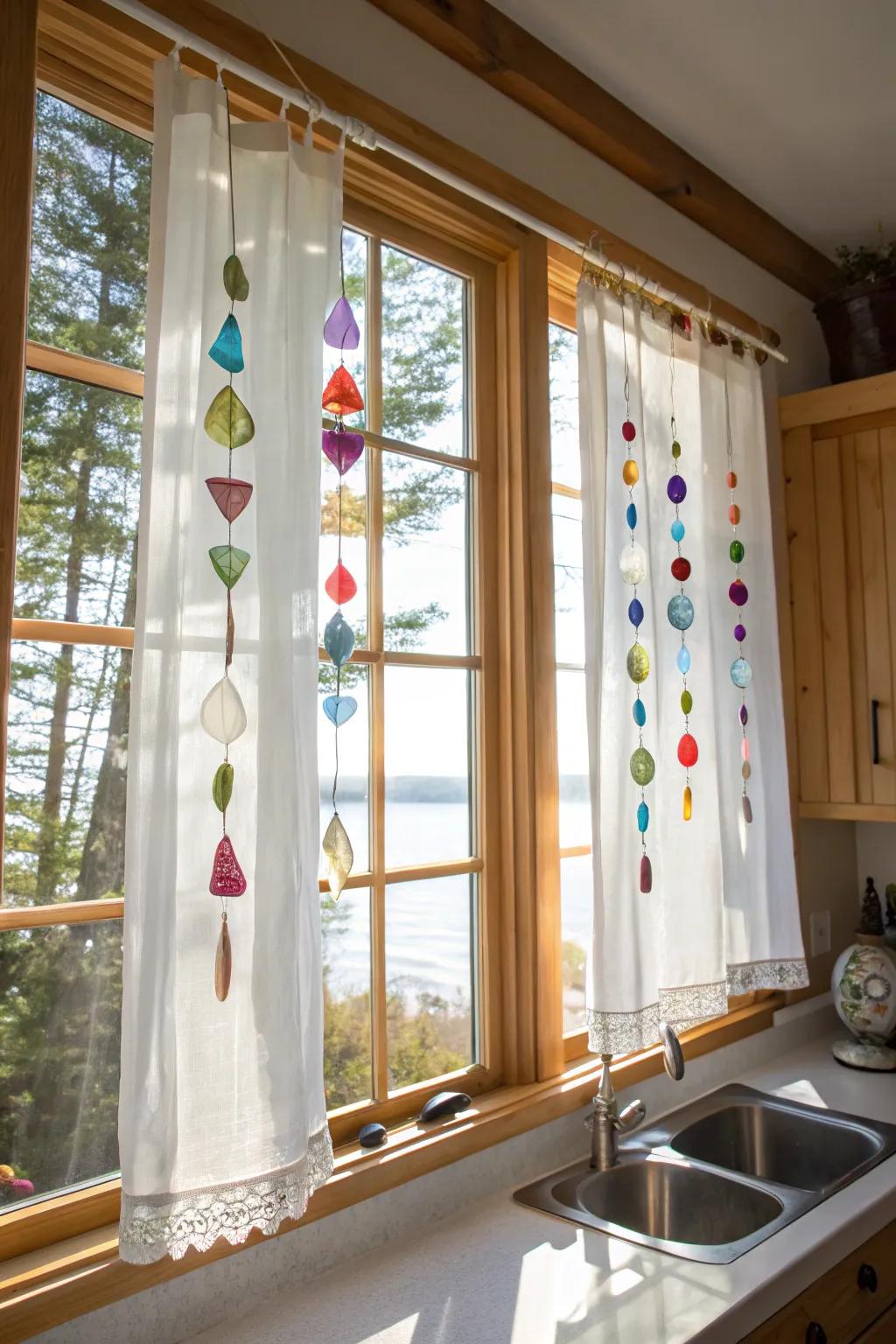 Sea glass window decorations bring a dash of magic to your home.