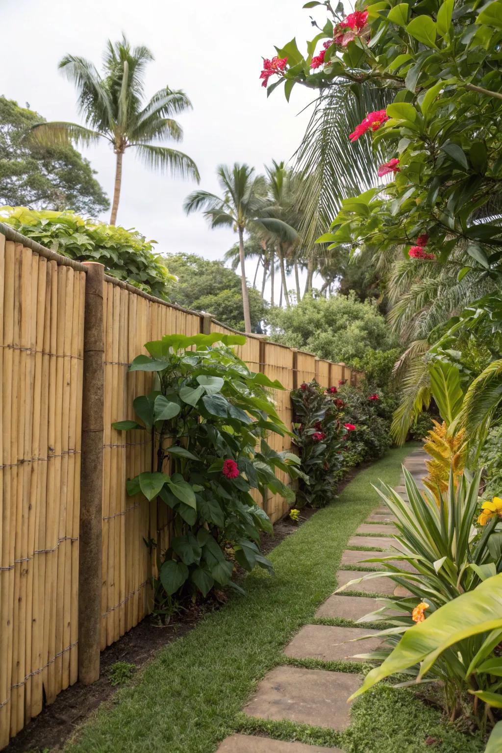 Bamboo panels offer an exotic flair, perfect for designing a tropical garden sanctuary.