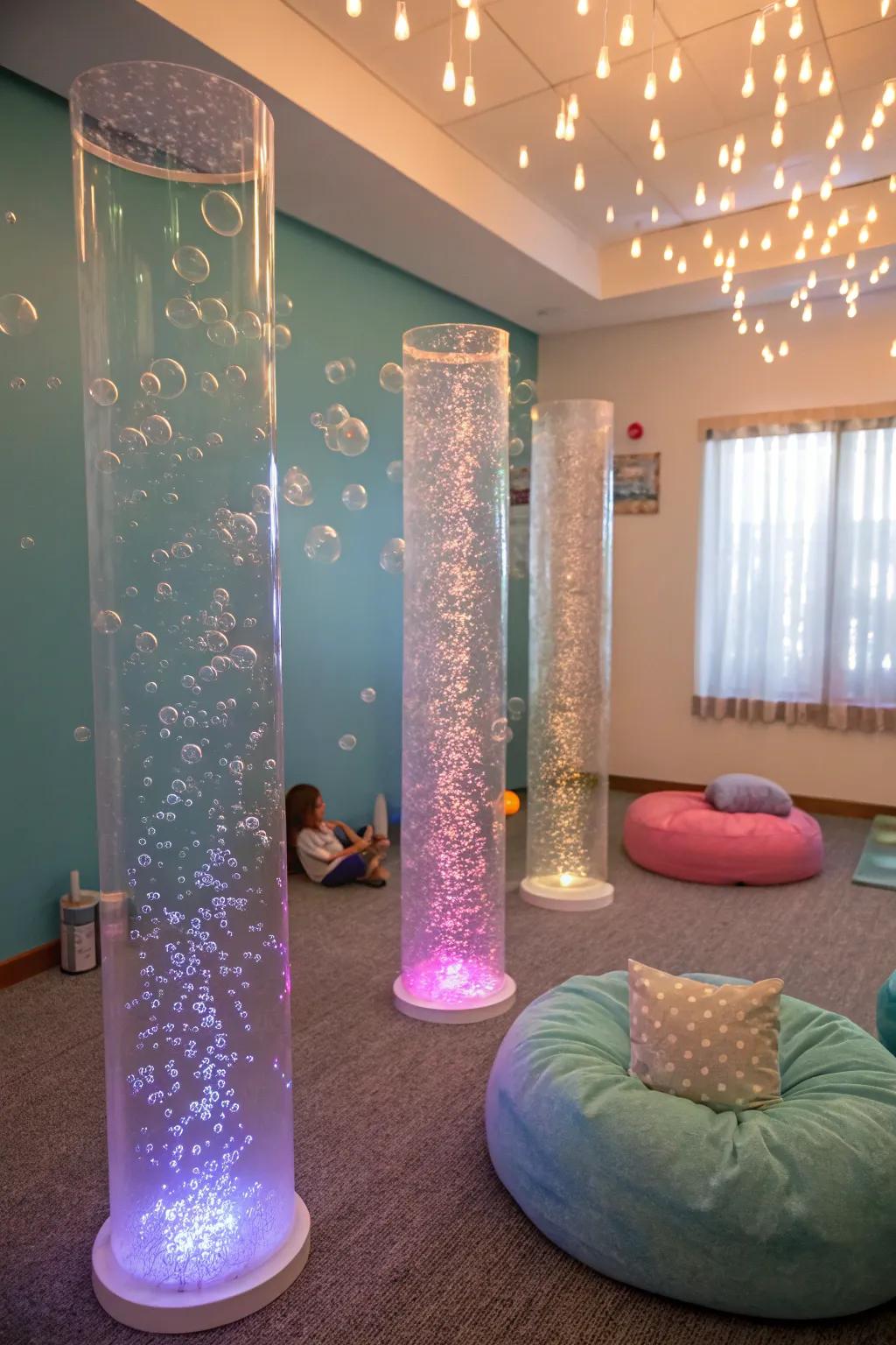 Bubble displays offer captivating visual stimulation.