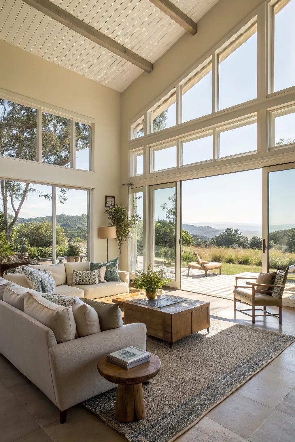 An inviting atmosphere is created by open areas and plenty of natural light.