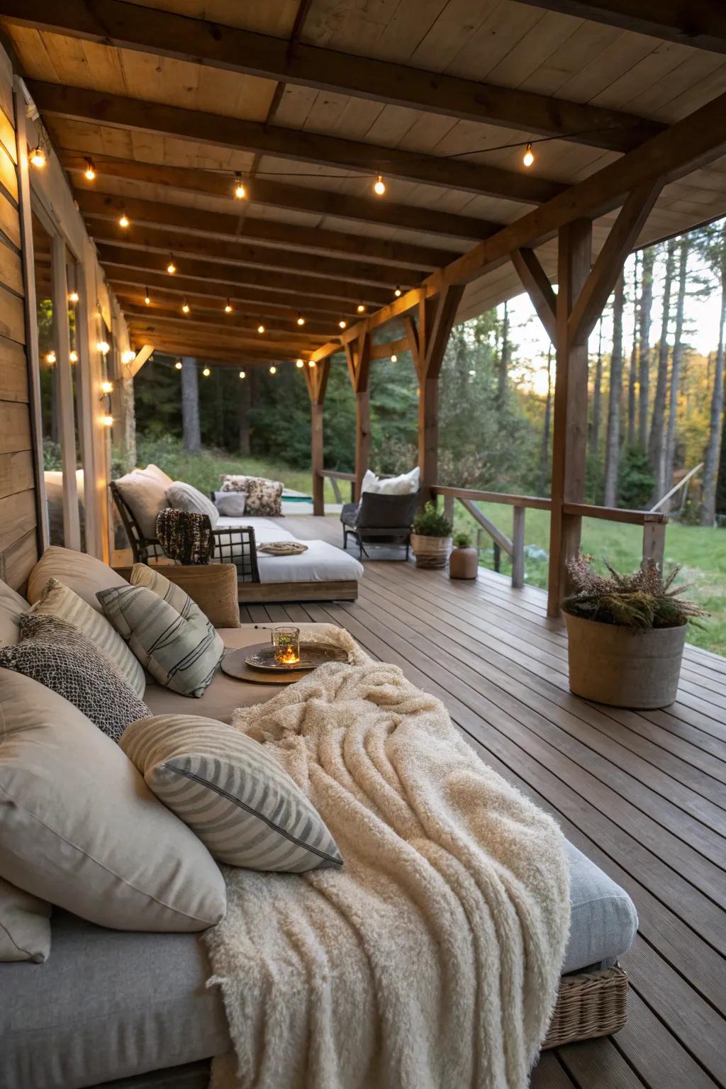 An underdeck space offers a secluded shaded getaway.