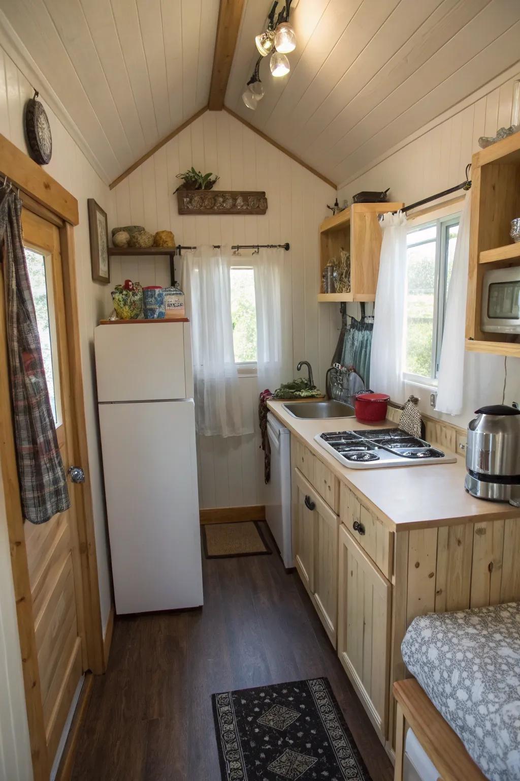 A well-thought-out kitchen is key to making a shed house livable.