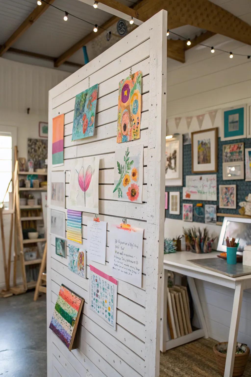 Let your creativity shine with a timber cladding notice board for art.