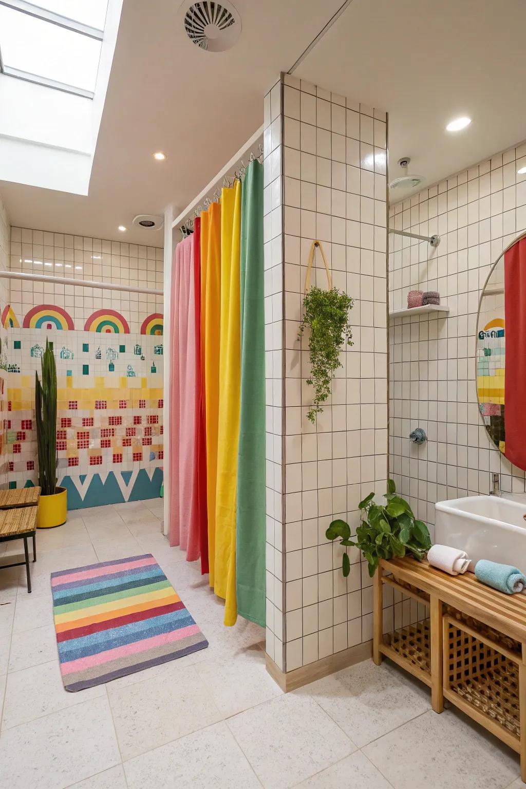 A vibrant shower space with a burst of color for added personality.