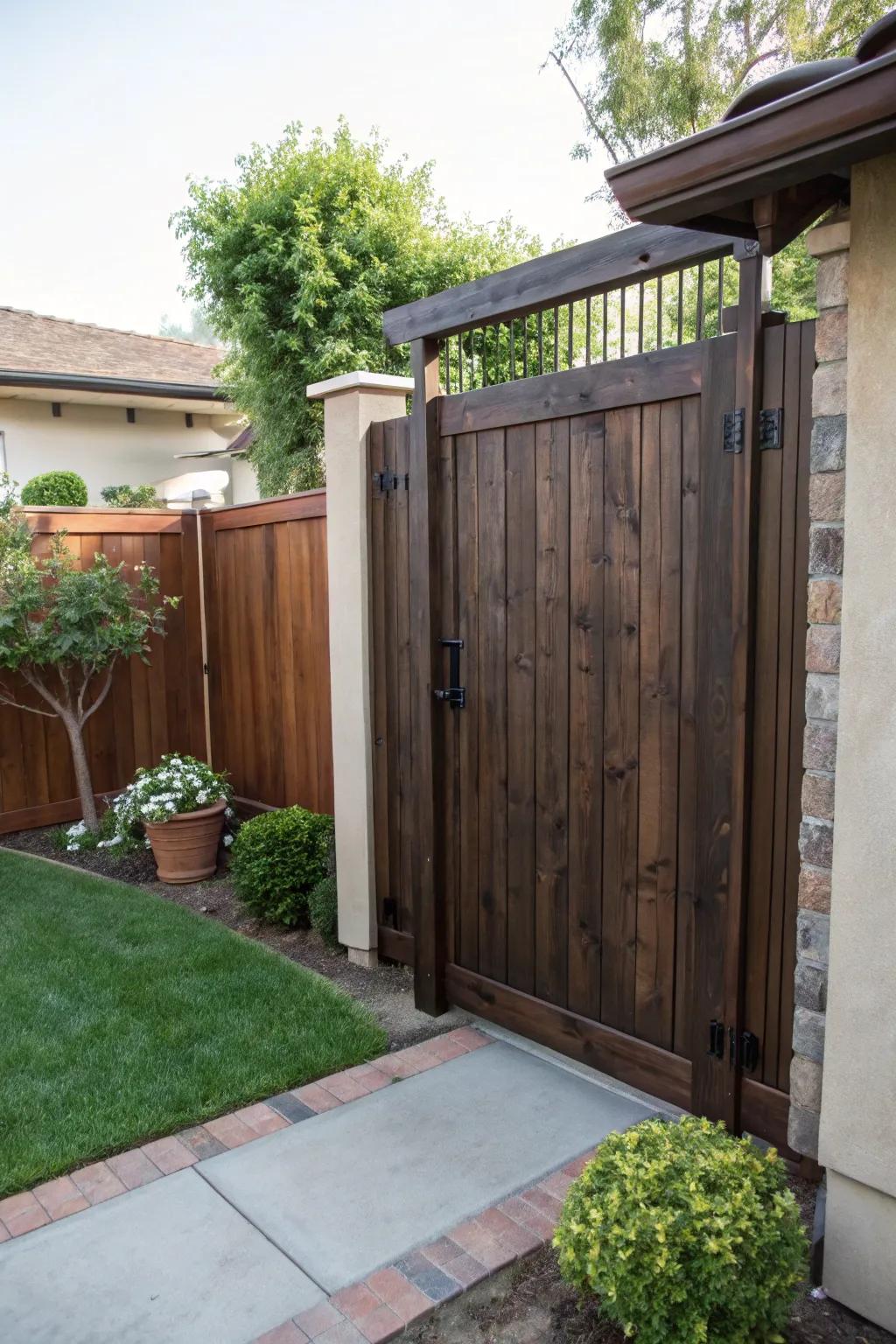 A sturdy wood gateway affording solitude and safety.
