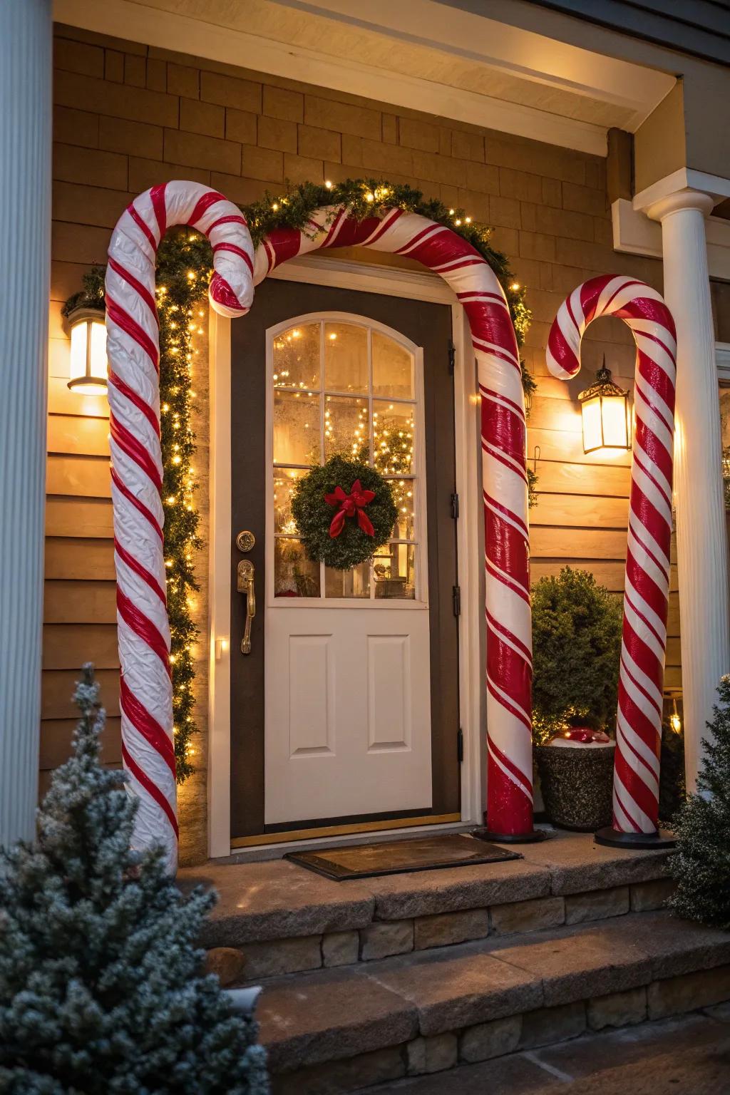 Peppermint stick accents impart a merry and nostalgic vibe.