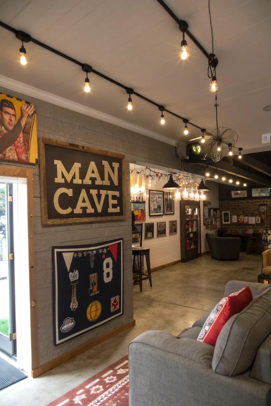 Make your man cave your own using personalized signs.