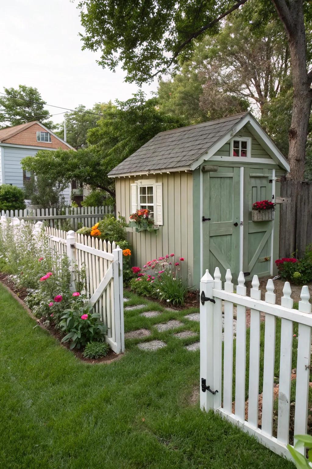 A barrier can inject charm and specify the space around your shed.