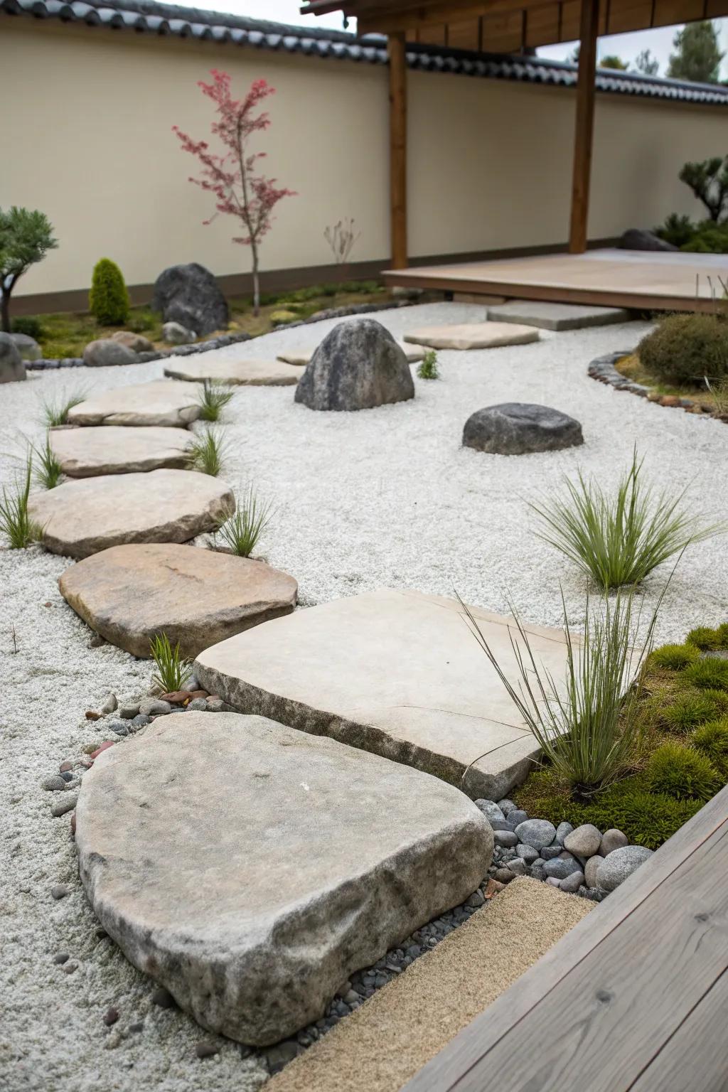 Minimalist stone gardens offer both simplicity and peace.