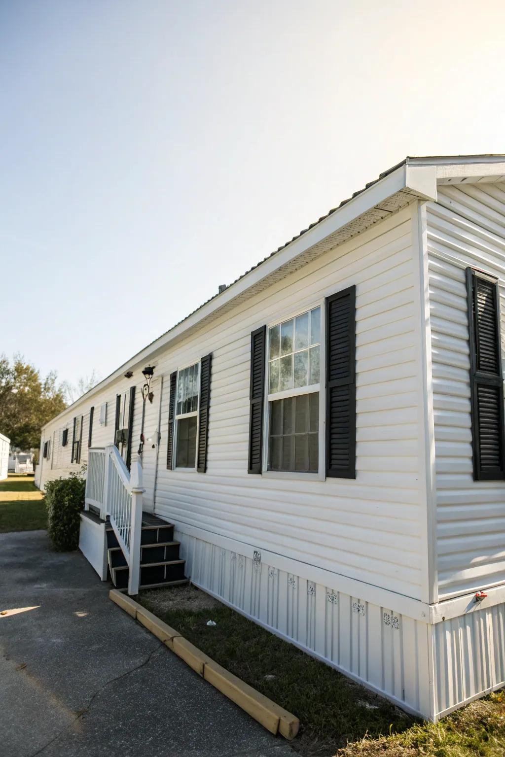 Traditional whites fashion a timeless, refined look for your mobile home.