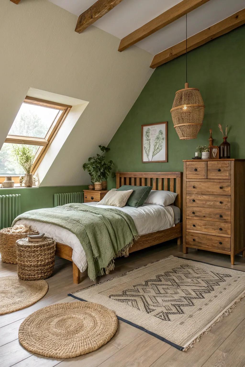 Earthy tones introduce warmth and a hint of nature into this inviting bedroom.