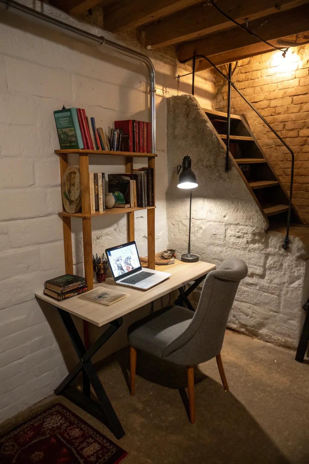 A small home office in your basement.
