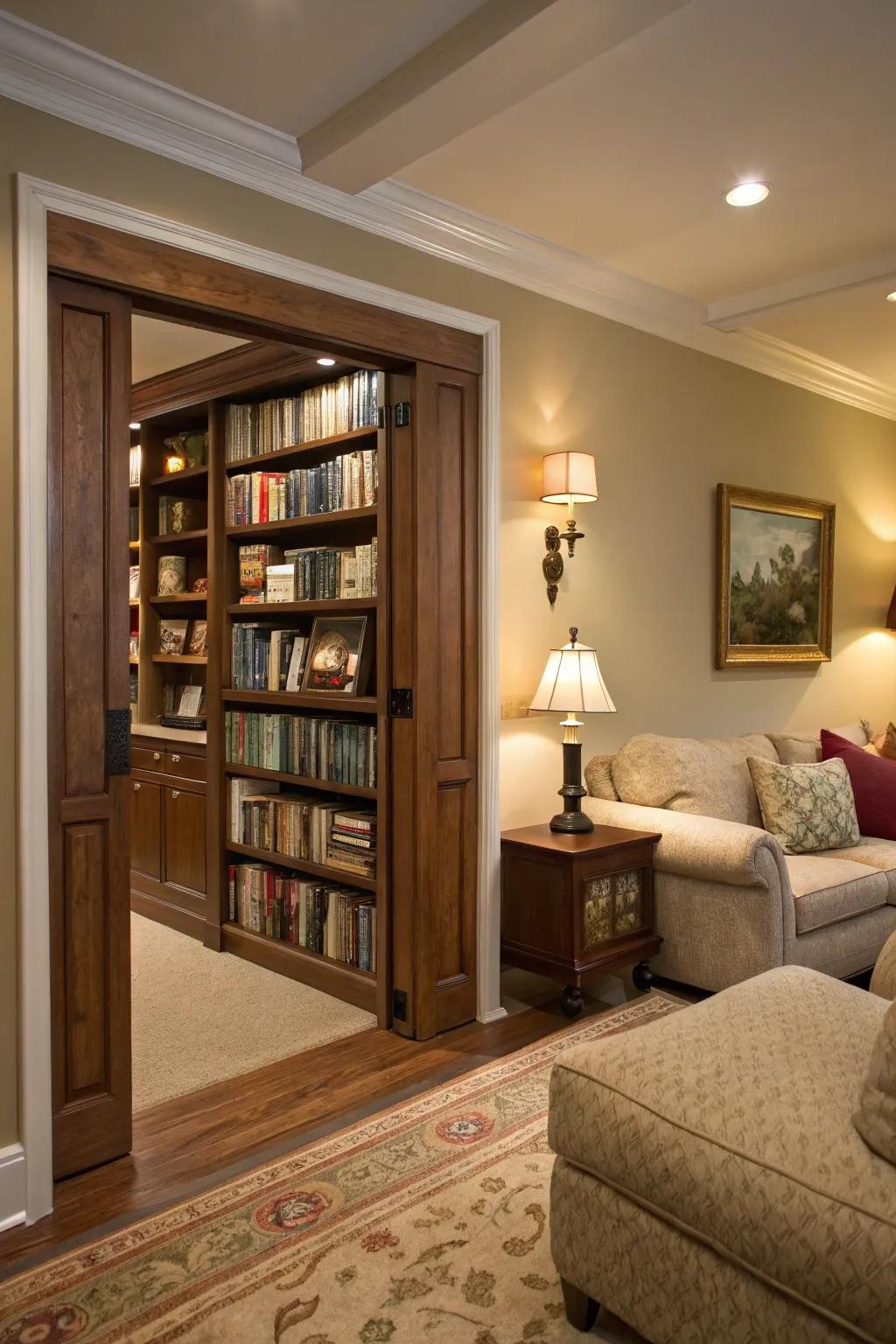 Hidden entrances deliver both mystique and operative functionality.