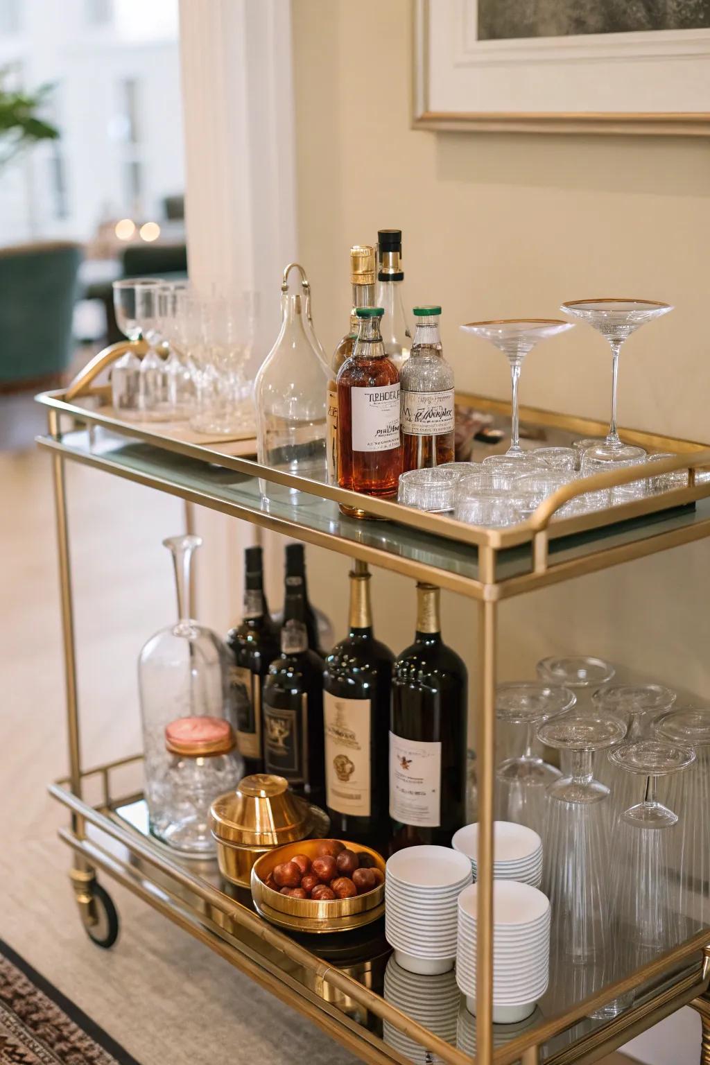 A hydration station cart can serve as an elegant and functional addition.