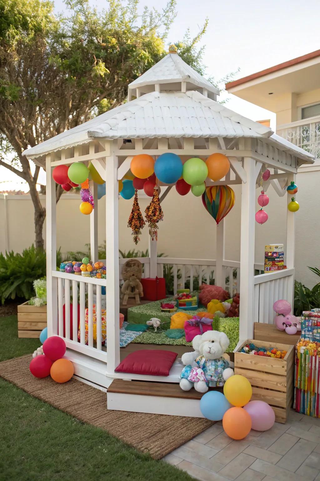 Delight the little ones with a gazebo play zone.