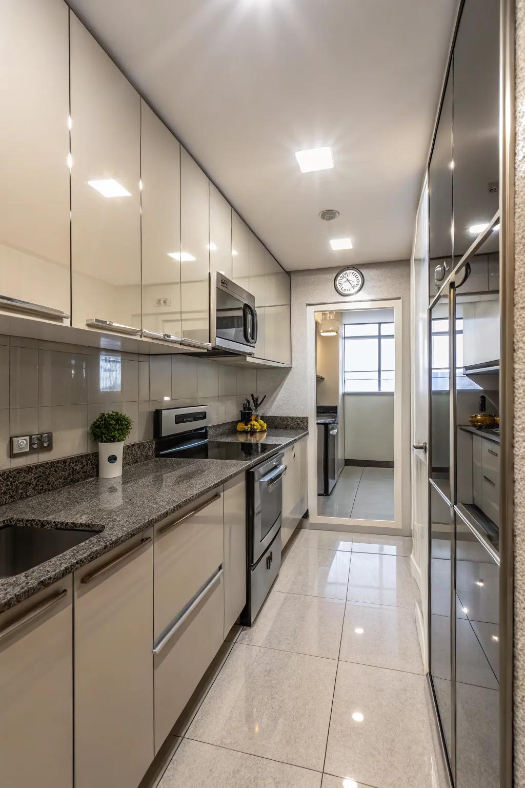 Mirrors in kitchens amplify light and area—perfect for compact spaces.