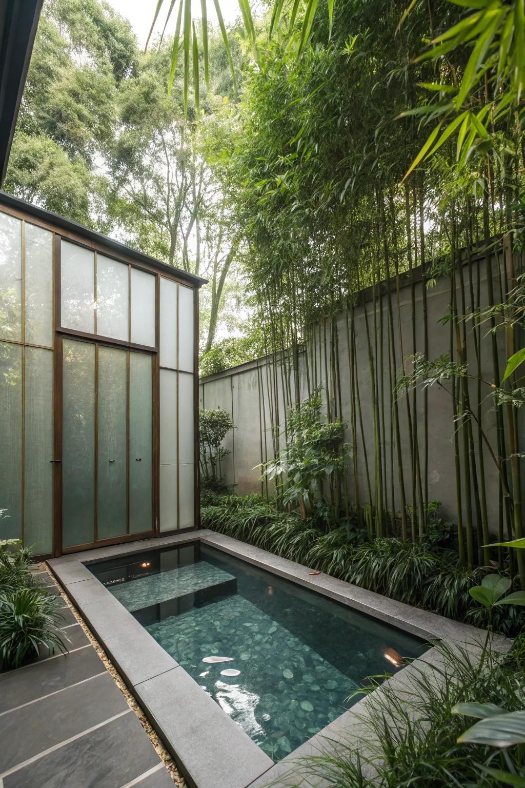 Privacy walls creating a secluded pool area.