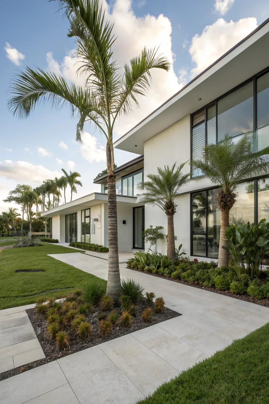 Modern and tropical aesthetics merge flawlessly with the right palm selection.