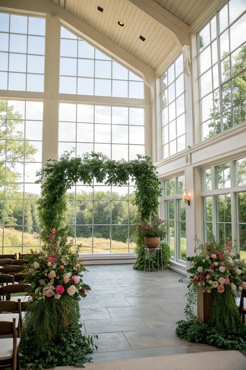 Eco-friendly additions like plant life and vast windows contribute vitality.