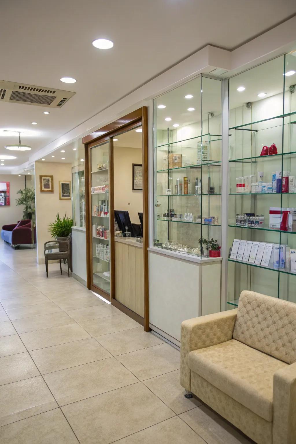 An open greeting spot that amplifies the inviting sensation of the salon.