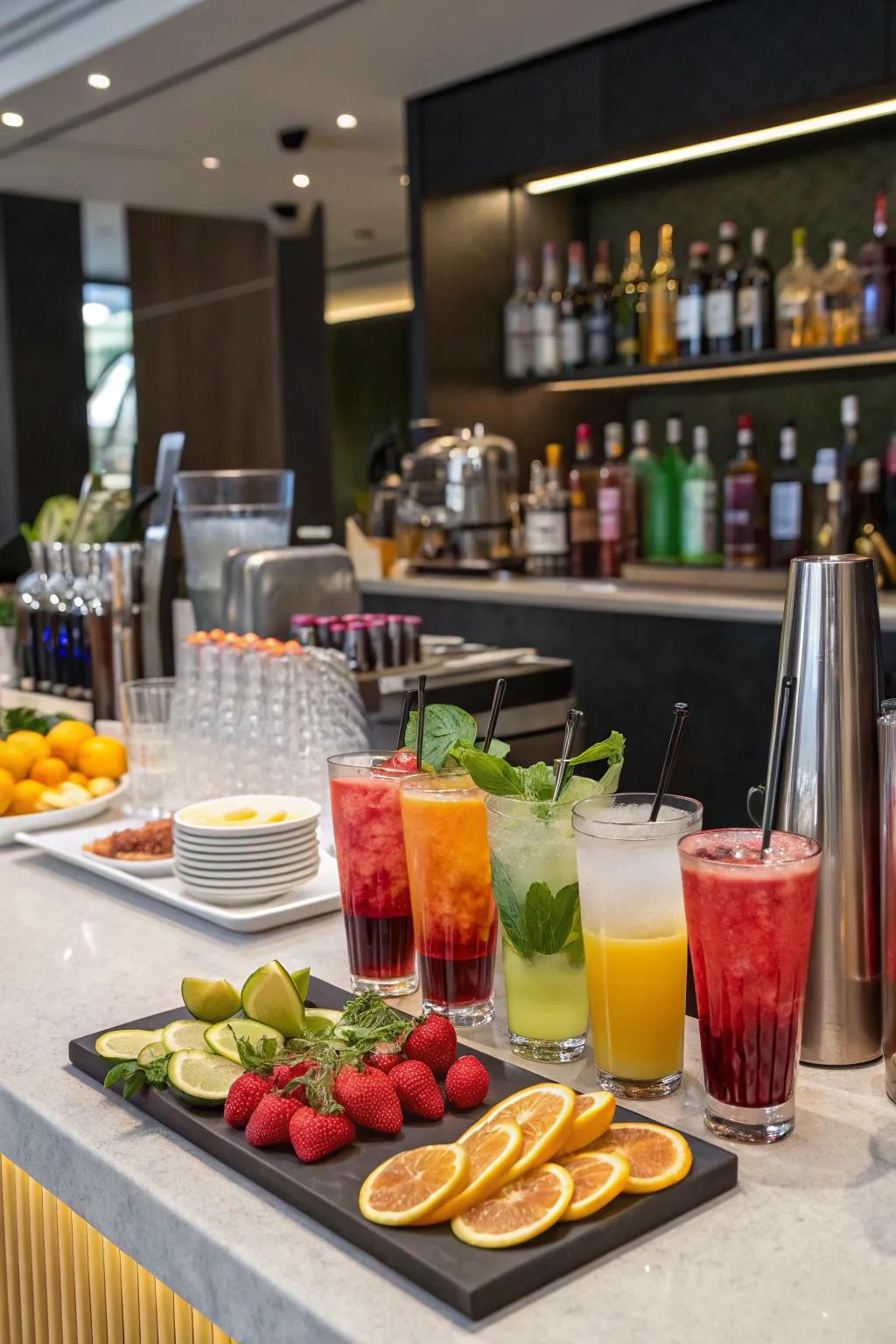 A stimulating drinks station to maintain high spirits at the celebration.