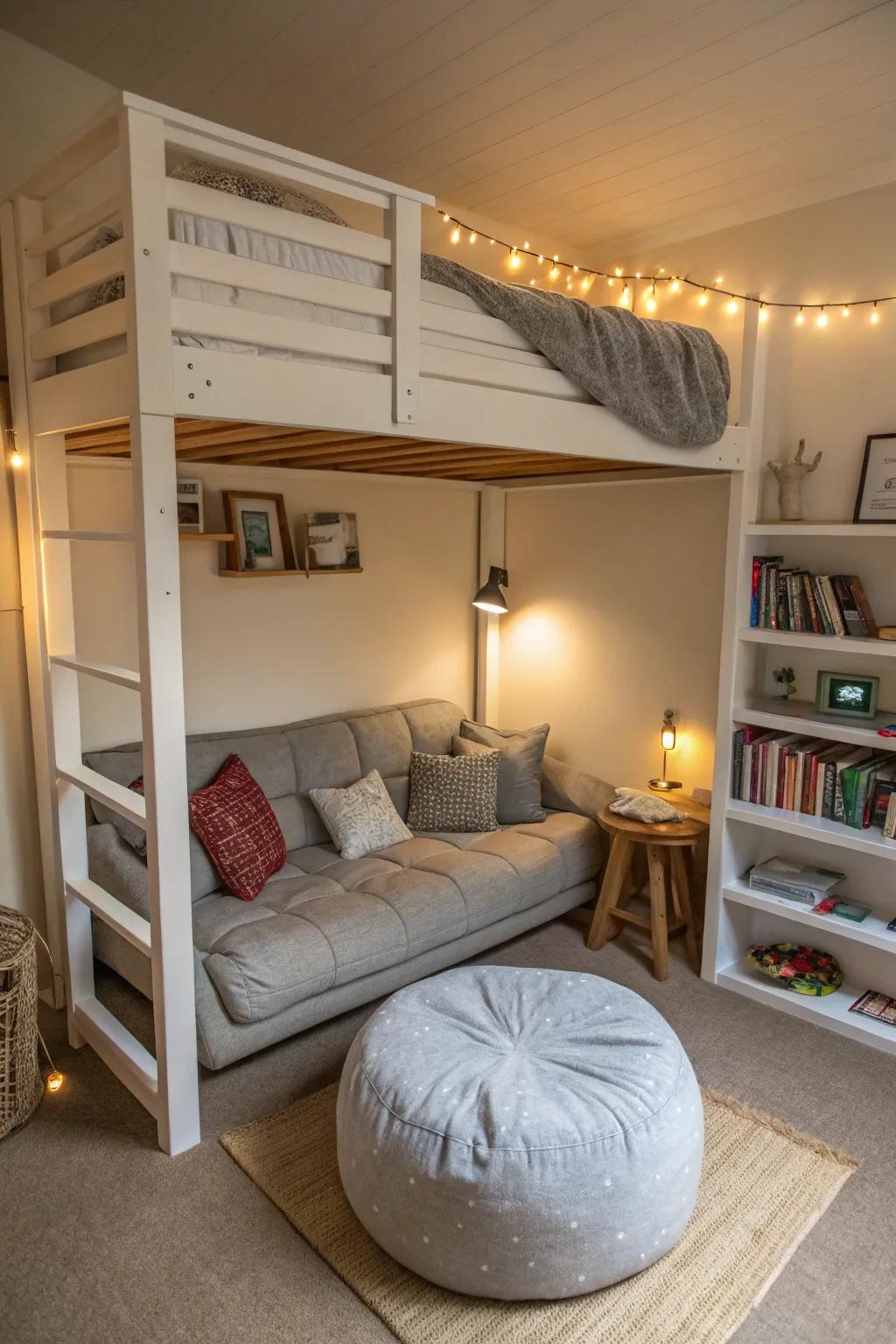 Lift your bed to make the most of bedroom space.