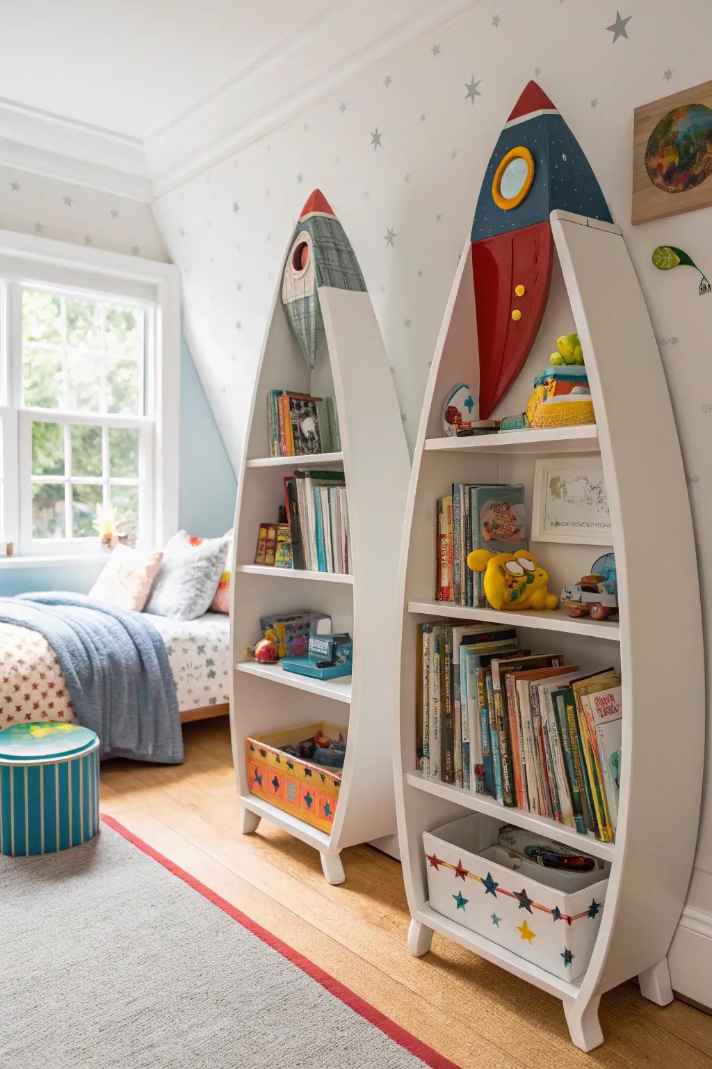 Space shuttle storage make storing items entertaining and creative.