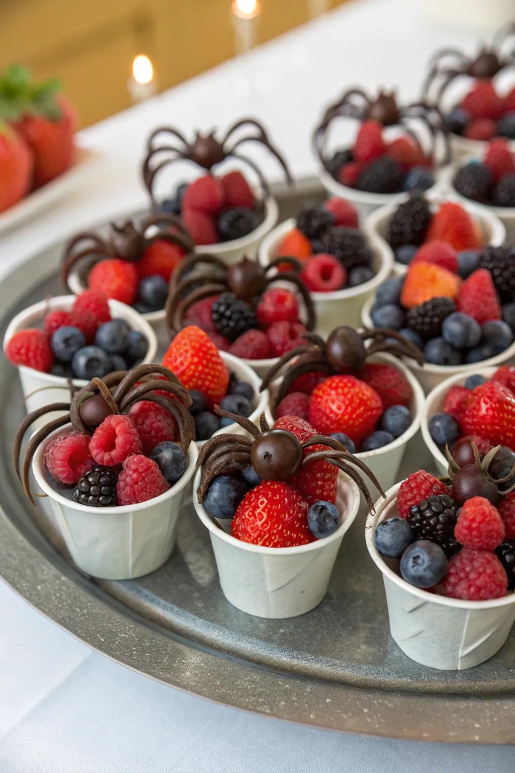 Spider fruit bites introducing a tasty scare to the celebrations.