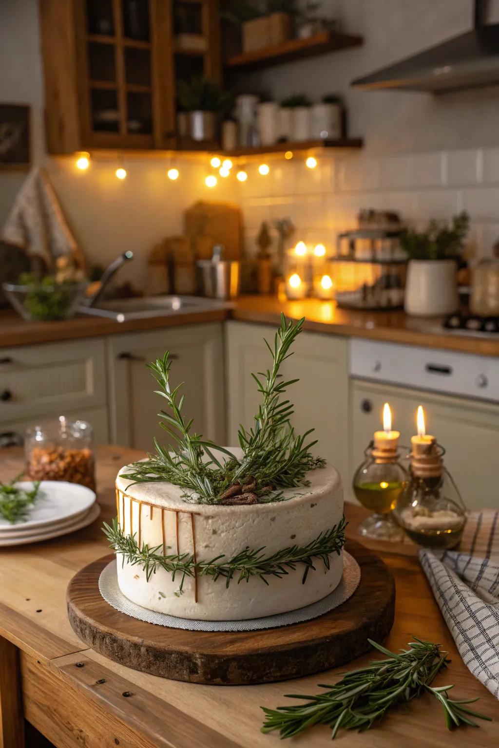 A cake infused with herbs for a unique spring flavor.