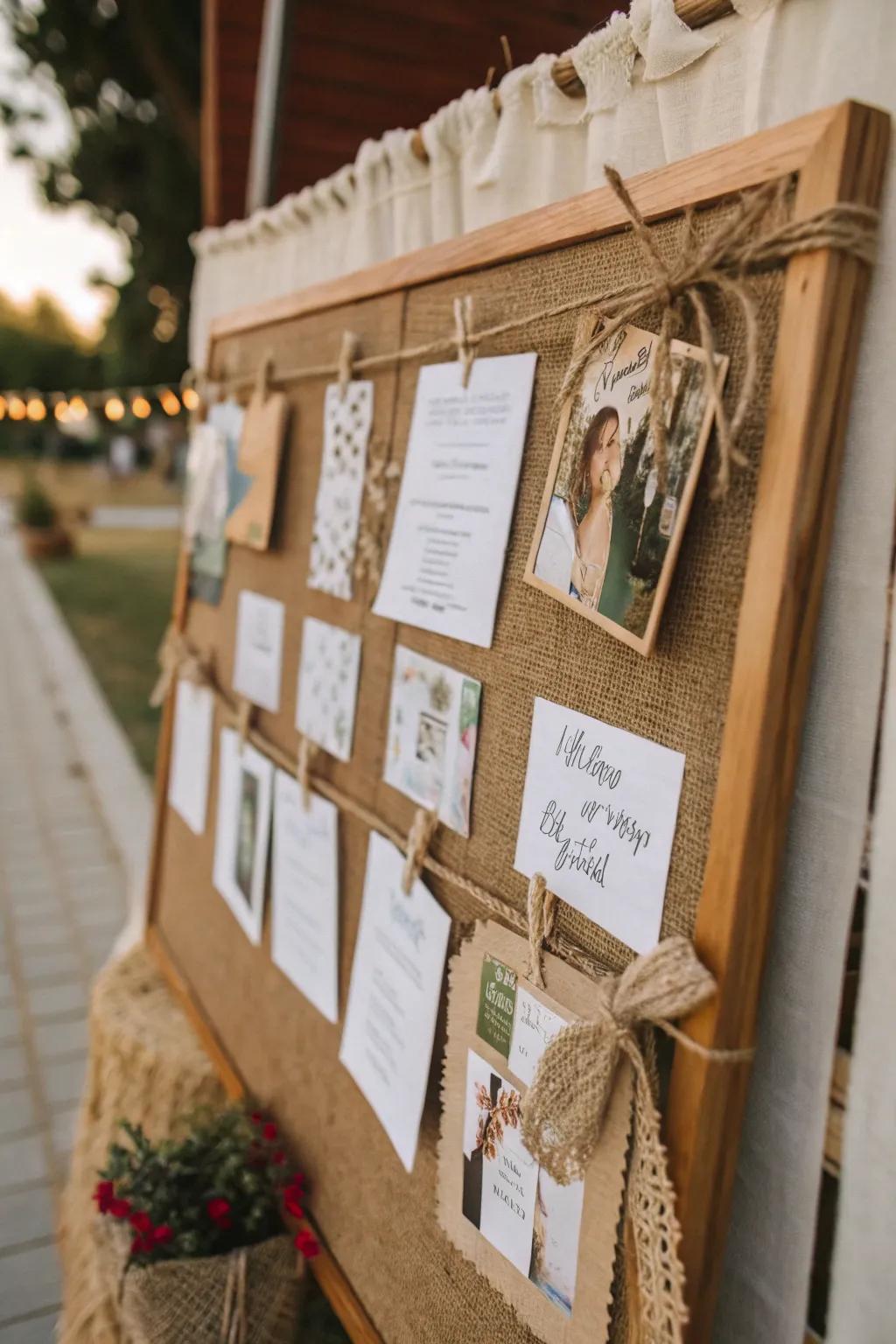 A nature-inspired bulletin board showcasing earthy shades and textures.