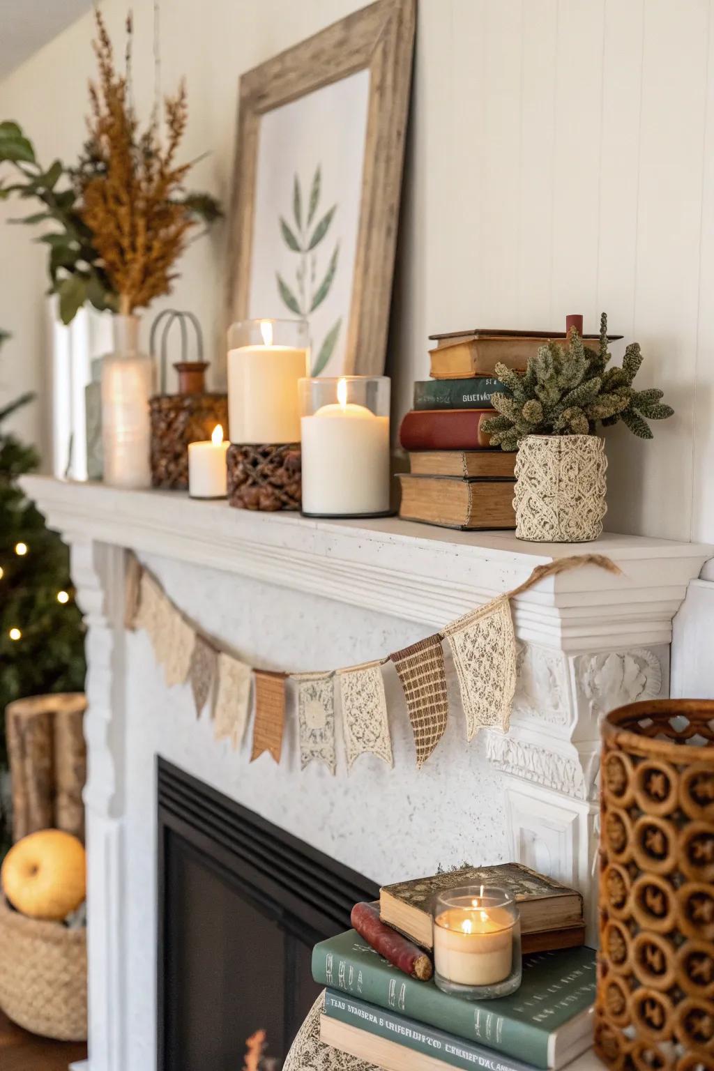 Layering establishes profundity and warmth on your spring mantel.