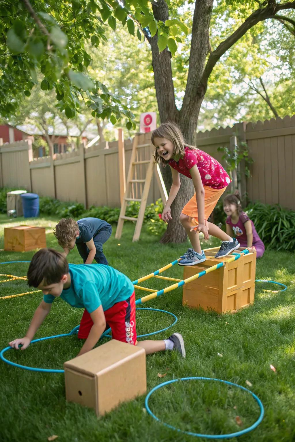 Challenge your kids with a fun and energetic obstacle adventure.