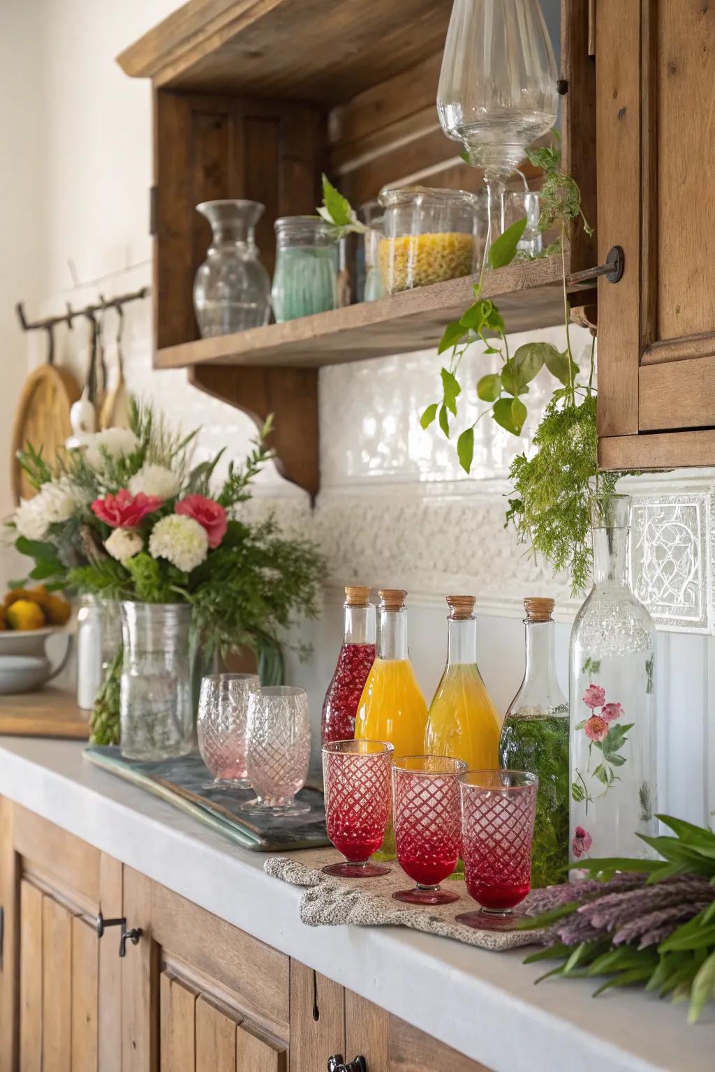 Transform your glassware into a work of art with imaginative setups and decorations.
