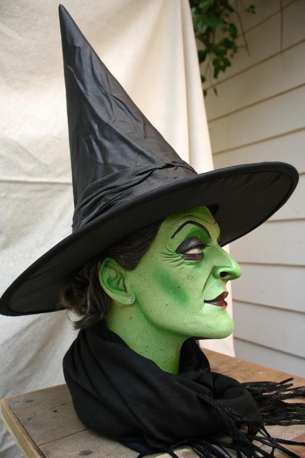 A witch's head that looks like it's brewing up trouble.