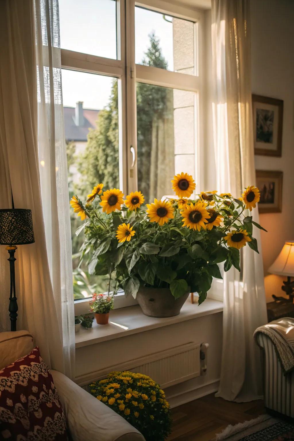 Brighten your mornings with a sunflower-filled window box.