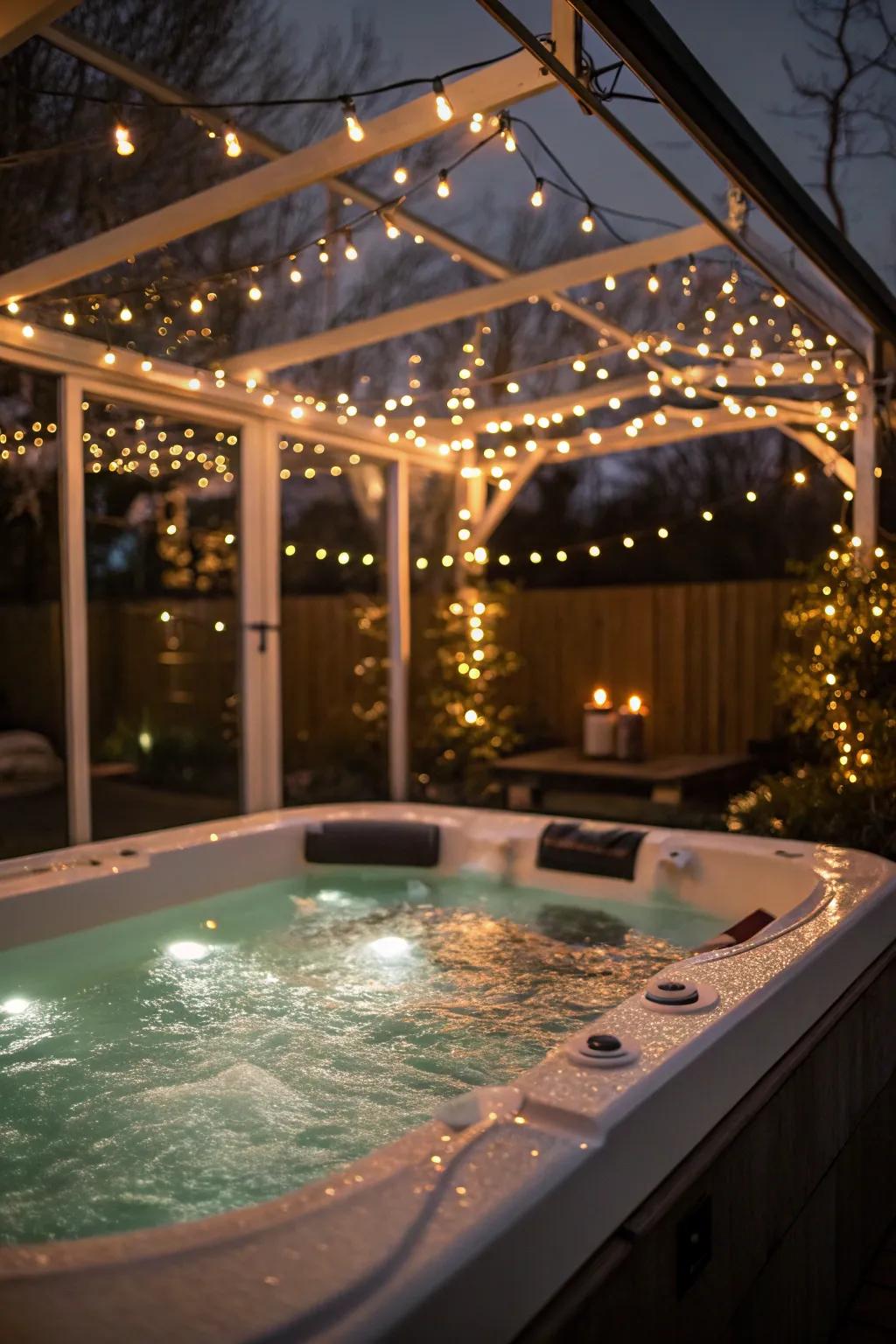 Pixie illumination constructs a mesmerizing atmosphere for night swims.