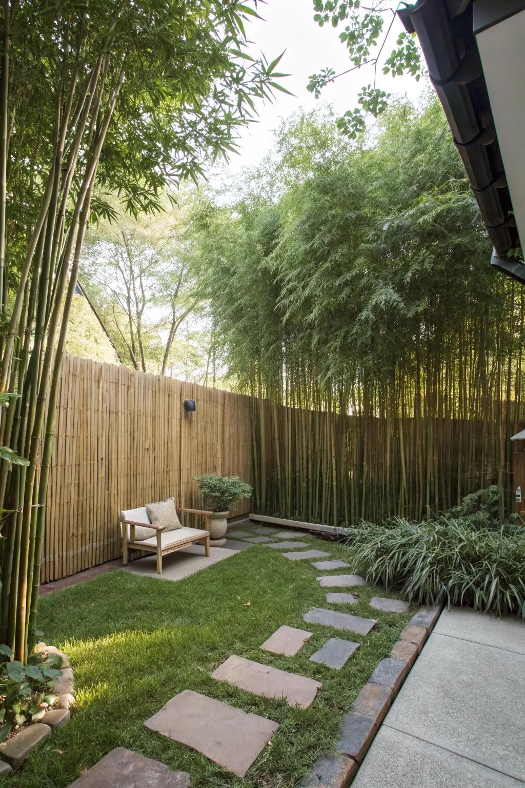 Tall bamboo providing a swift and natural privacy solution.