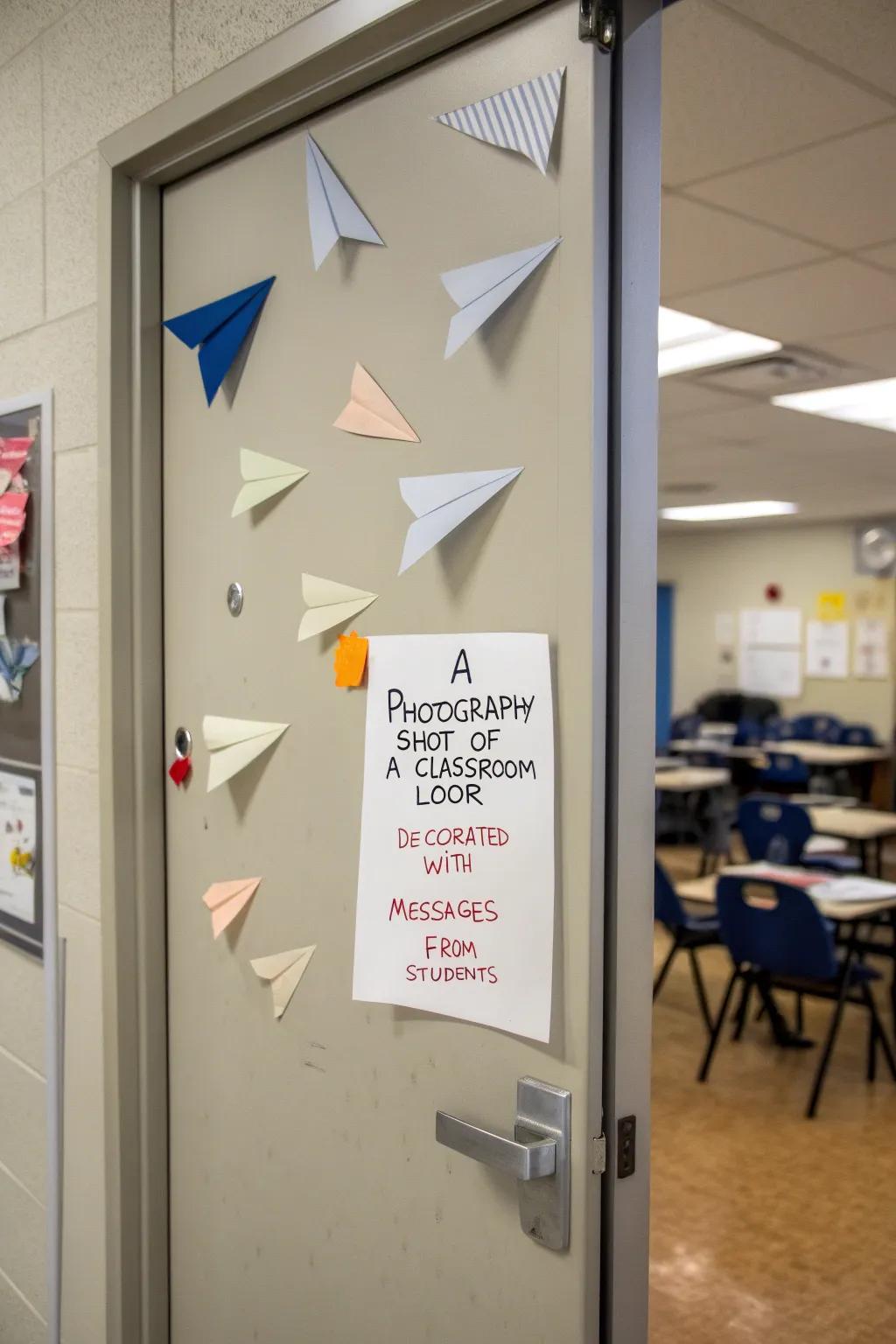 Let ideas take flight with a folded glider-themed door.